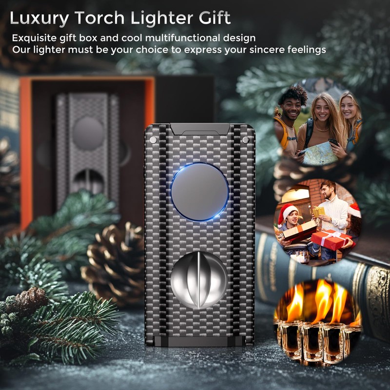 5-in-1 Torch Lighter, Built-in Multi-Functional Accessories, Punch, Draw Enhancer Tool,