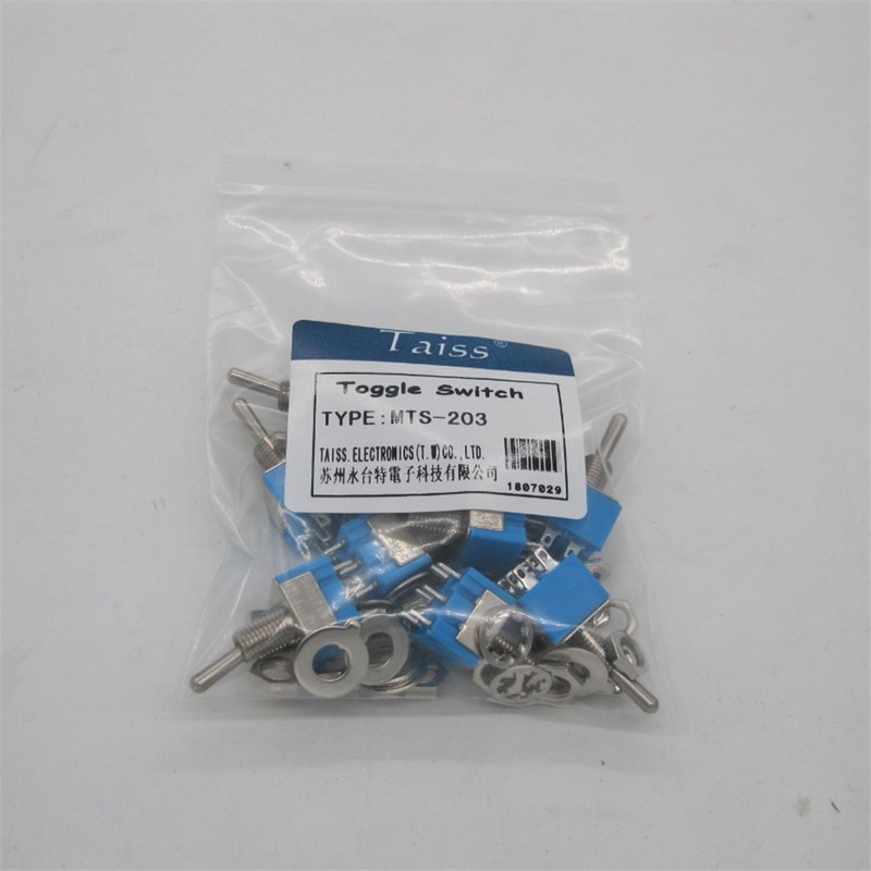 Taiss / 10 pieces blue mini toggle switch AC 125