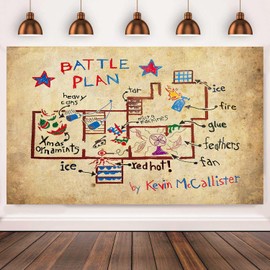 KIKIDOR Kevin Battle Plan Self Drawn Backdrop Vintage Kraft Paper 90s Christmas Children Birthday Party Supplies Classic Christmas Movie Home Wall Decor Portrait Photo Studio Props 7x5ft BJDWFD391