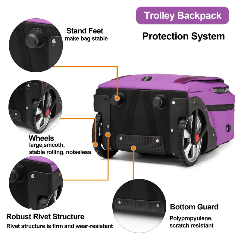 Rolling Backpack, Travel Backpack with Wheels, Rolling Backpack for Women