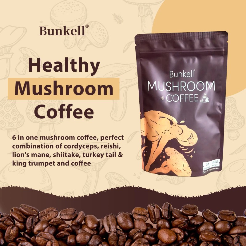Bunkell Mushroom Coffee Lions Mane Turkey Tail Reishi 6-1N-1 Energy