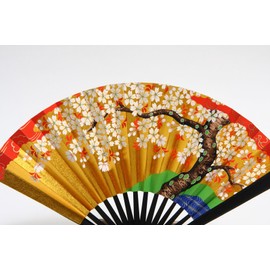 Hasegawa Kyoto Fan, Decorative Fan, Black Dyed Bone Fan Stand, With Stand, Boxed, Cherry Blossom Size 5