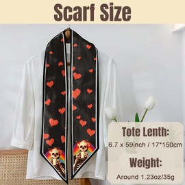 Cabreche Hair Head Scarf Neck Scarves Silk Feeling Long Satin Fashion Cute Aesthetic Decoration Handbag Women Girls 59 * 6.7''-Rainbow Skeleton