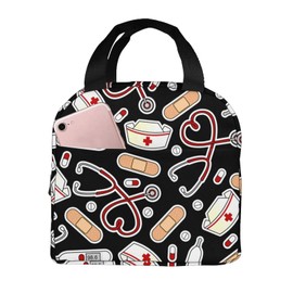 ZBDSKLEX Nurse Theme Lunch Bag for Women Insulated Tote Bag Reusable Cooler Lunch Box for Work Picnic Travel, One Size