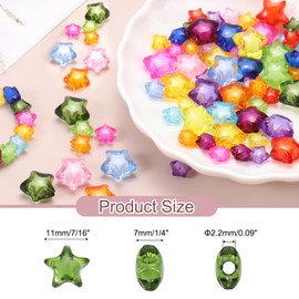 HARFINGTON 250pcs Acrylic Star Beads, 11mm Star-Shaped Pony Loose Spacer Beads for Friendship Bracelet Necklace Jewelry Making DIY Crafts Party Decoration Supplies, Red