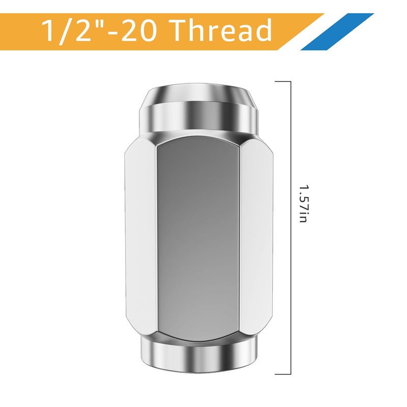 Lusperi Acorn Lug Nuts,1/2"-20 Thread,for Trailer Wheels,1.58" Tall 60 Degree