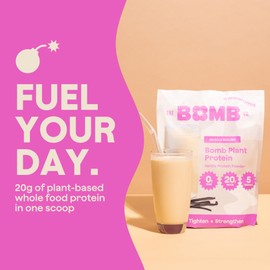 The Bomb Co. Bomb Plant Protein, Protein Powder with 20g Protein, Amino Acids, Zero Sugar, Pea Protein, Chia Seeds, Pumpkin Seeds, Vanilla & Monk Fruit, Gluten Free, Vanilla Flavor, 20 Srvgs