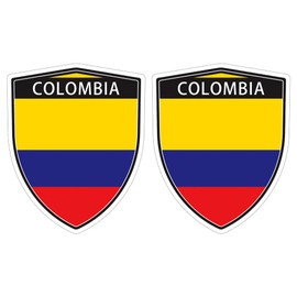 Colombia Colombian Flag Shield Shape Decal car Bumper Window Sticker Set of 2, SH016