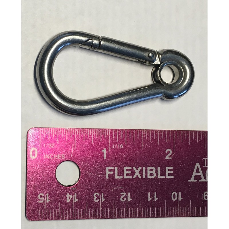 Stainless Steel 316 Spring Hook with Eyelet Carabiner 1/4" Marine
