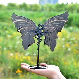 JIC Gem Large Ice Obsidian Quartz Crystal Butterfly Carved Angel Wings Natural Obsidian Energy Crystal Healing Butterfly for Decor Reiki and Crystal Grid (1pair,15-16cm)