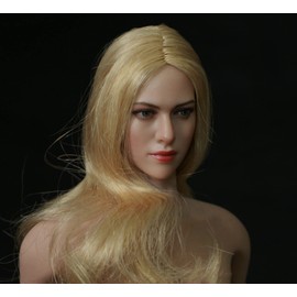 OBEST 1/6 Female Head Portrait, European and American White Skin, Suitable for Female Action Characters, Blonde Hair, Medium and Long Hair