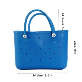 SHAYLECO Rubber Large Beach Tote Bag,Waterproof Beach Storage Basket,Washable Hole Opening Tote Bag (Blue-eyed)