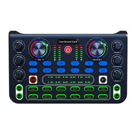 Live Sound Card, Bluetooth Mini Audio Mixer Board with Sound Effect, USB External Mobile Sound Card for Live Broadcast, K Song, Recording, Voice Chat