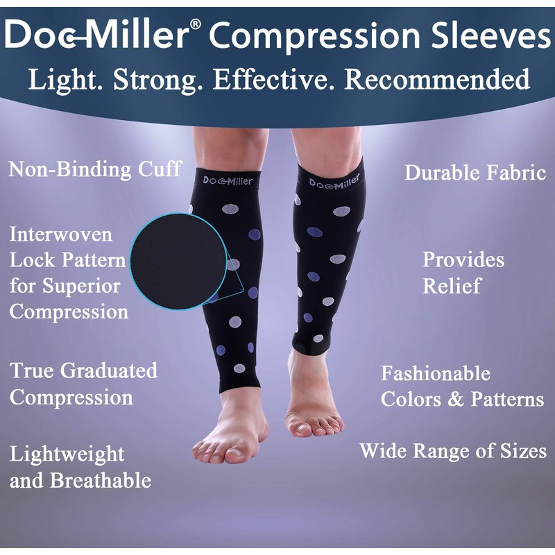 Doc Miller Calf Compression Sleeve Men Women, 20-30mmHg Medical Grade
