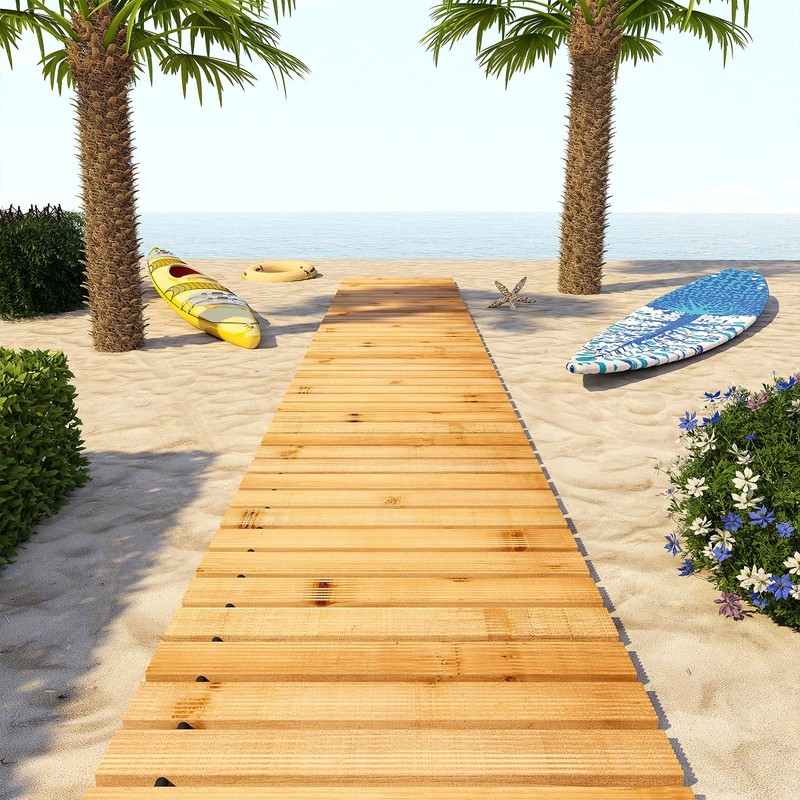 8FT Wooden Garden Pathway,Non-Slip Straight Garden Walkway,Garden Paver