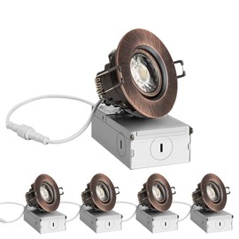 ZYC 3 Inch Recessed LED Lights - 4 Pack Oil-Rubbed Bronze Round Gimbal Light, LED Downlight Gimbal - 900 Lumens, 8 Watts, Dimmable, 5CCT, Recessed Ceiling Lighting Fixture, ETL Listed, 4 Pack-3IN-BR