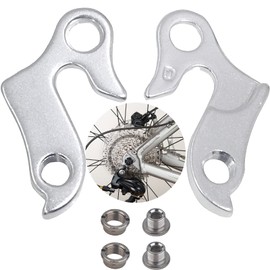 mohito 2 x Bicycle Derailleur Hanger, Aluminium Alloy Derailleur Hanger, Bike Rear Derailleur Hanger with Nuts for Bicycles, for MTB, Mountain, Road Bike, Derailleur Hanger (Silver)