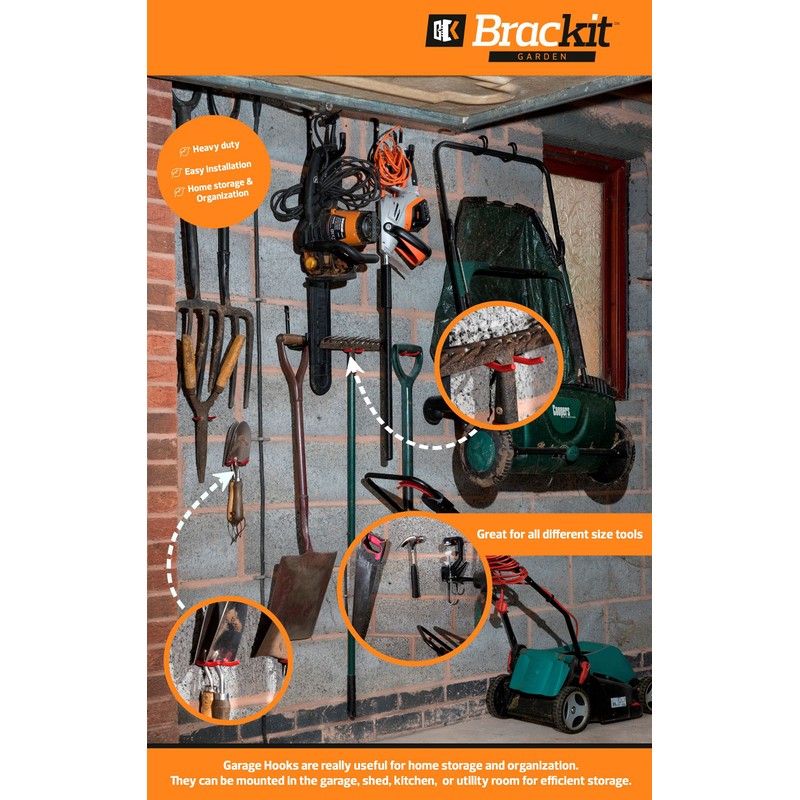 brackit 10x Wall-Mounted Garage Hooks - 30pc Assortment Set for