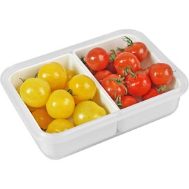 carrotez Contenedores de alimentos, contenedor de almacenamiento de alimentos con 2 compartimentos, sin BPA, contenedores de almuerzo, recipientes de aperitivos, contenedor de control de porciones, reutilizable, tapas herméticas, 2 tazas (480 ml)