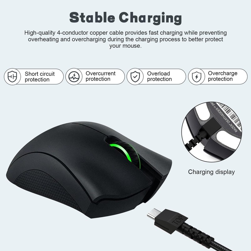 Mouse Charging Cable Compatible with Razer Viper Ultimate, Naga Pro,