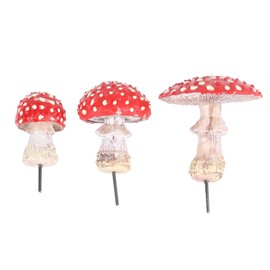 Buachois 3pcs Mushroom Garden Decor,Glow in The Dark Mushrooms,Mini Waterproof Mushroom Statue Decoration for Outdoor Yard Lawn Fairy Garden Pathway Micro Landscape