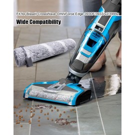 GUXPCH Brush Rolls Filter Replacement Kit Fits for Bissell CrossWave OmniForce Edge 3930F/3933/v2/3999z Cordless Multi-Surface Hard Floor Wet Dry Vacuum Cleaners, 2 Rollers 2 Filters 1 Cleaning Brush