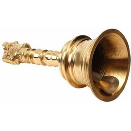Pooja Bell Ghanti (Brass) with Nandi Sitting on top, Temple Home Brass Pooja Bell (Gold, Pack of 1)