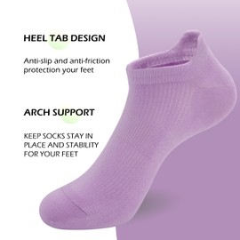 SERISIMPLE Women Ultra Thin Socks Viscose Bamboo Low Cut No Show Ventilating Low Ankle Anti Odor Arch Support Mesh Socks 5 Pairs (m, Taro purple)