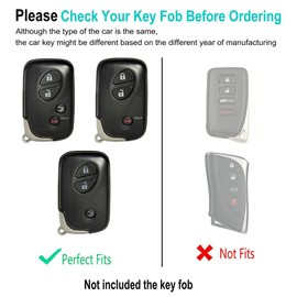 YONUFI for Lexus Key Fob Cover with Keychain Leather Remote Car Smart Key Case Holder for RX350 RX450h CT200H IS250 LS460 GX460 GS300 IS350 GS350 ES350 GS430 LS600h LX570 GS450h ISC (Gray)
