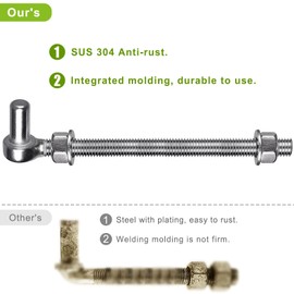 Insaga M12x 10'' J-Bolt Gate Hinge, 304 Stainless Steel Farm Gate Hinge, 4pcs J-Bolt Post Hinge with 5/8" Male Pin for Chain Link Fence Gate