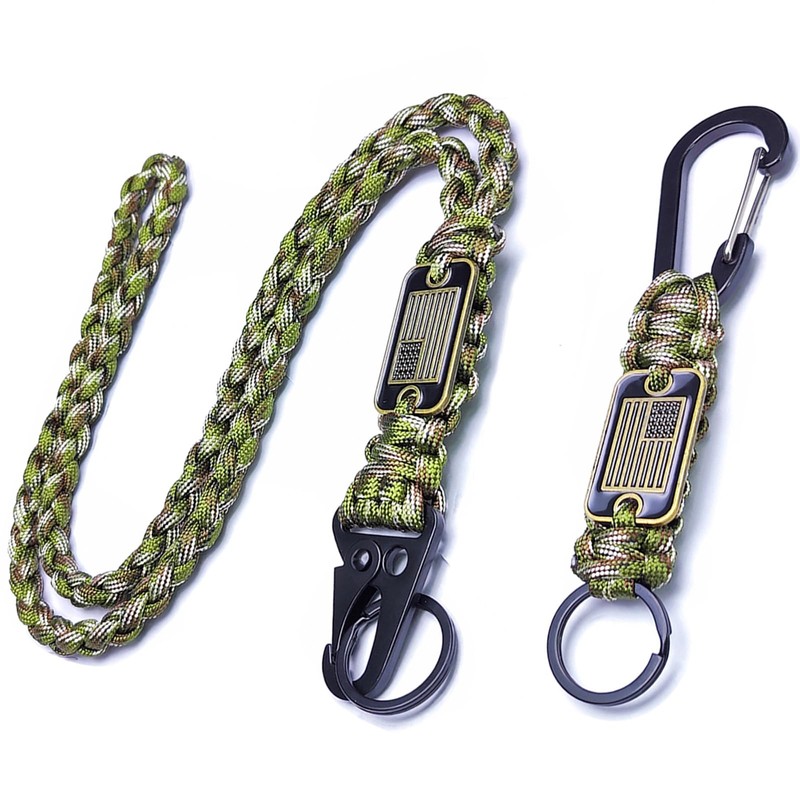 LUYADIN Paracord Lanyard Keychain with USA Flag,Parachute Rope Necklace Keychains