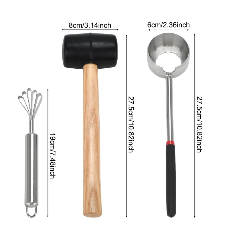 Coconut Opener Tool Set,Food Grade Coconut Opener,Coconut Scraper for Kitchens,Picnics