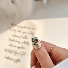 Tree & Rudolph Handmade Nail Tips - Square / 트리&루돌프 수제네일팁 - 스퀘어