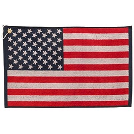 JP LANN GOLF USA Flag Golf Towel - Jacquard Style, Red/White/Blue, 16" x 24"
