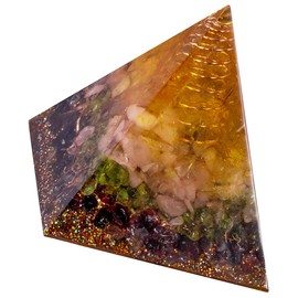 TUMBEELLUWA 2” Orgone Crystal Stone Energy Pyramid Generator Healing Crystal Yoga Meditation Protection Home Office Decoration, Multi Stones