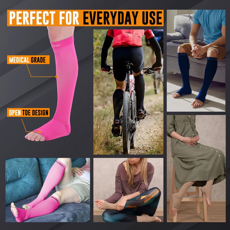 Doc Miller Open Toe Compression Socks for Men and Women,