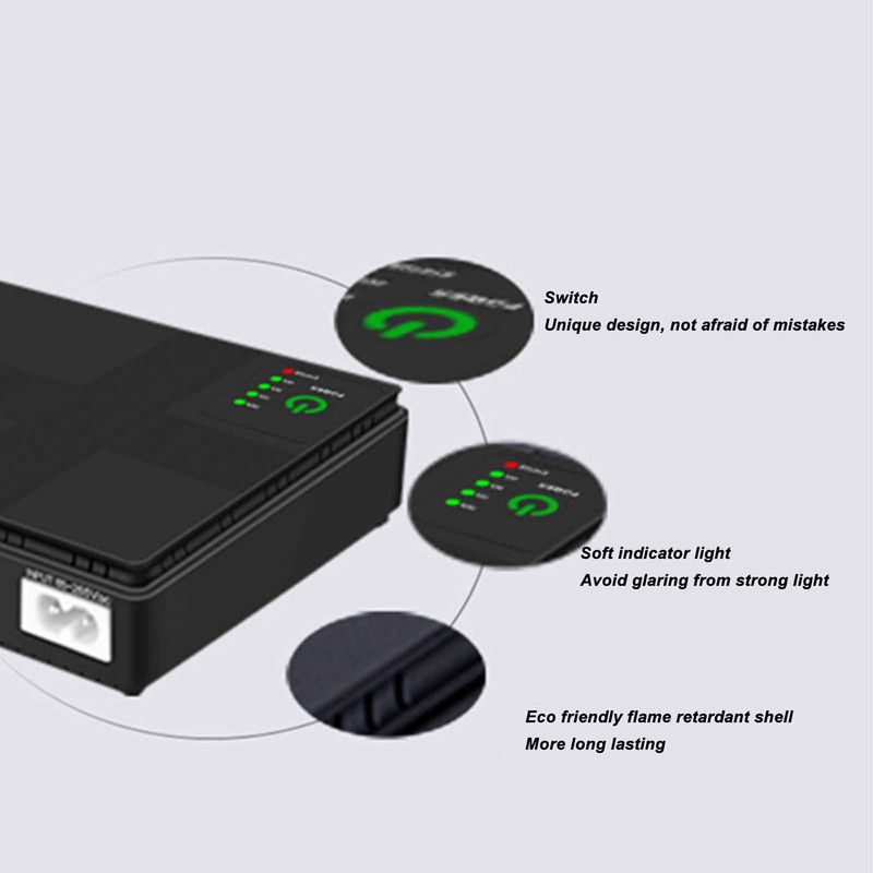 UPS Battery Backup 10400mAh 5V 9V 12V 2A POE 15V