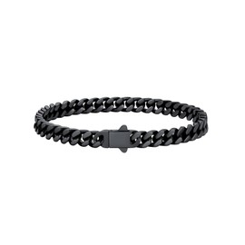 U7 Black Bracelet for Men, Cuban Link Chain Bracelet, 5mm Mens Link Bracelet,21cm
