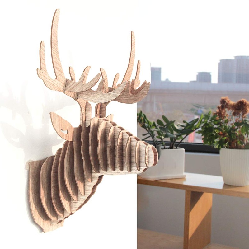 Hooshing Deer Head Wall Decor Trophy Sculpture DIY 3D Puzzle