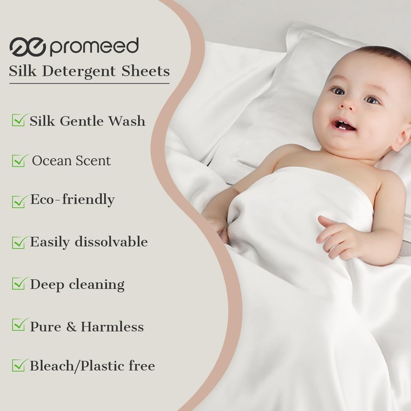 Silk Detergent Sheets, Unscented for Delicates, Eco-friendly Plastic Free Non-sentizizing