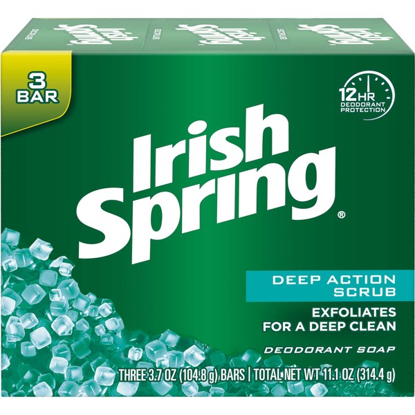 Deep Action Scrub Deodorant Soap by Irish Spring, 3 Count