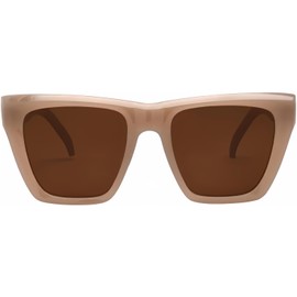 I-SEA Women's Ava Oversized Cat Eye Sunglasses | 100% UV Protection | Hydrophobic Coating | Polarized Lenses | Stylish Shades for Women - Oatmeal Frame, Brown Polarized