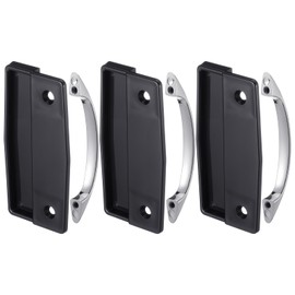 MorningRo 3 Pack Sliding Screen Door Handle Replacement Kits Including 3 Black Inside Handle and 3 Chrome Outside Handle Plastic Screen Door Pull