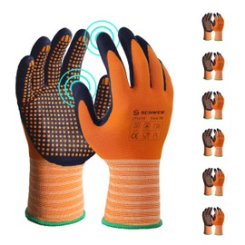 Schwer 6 Pairs LT5619 Work Gloves Micro-Foam Nitrile Coated, Level 4 Abrasion Resistant Nylon Working Gloves with Micro Dot Grip for Men Women, Touchscreen, for Automotive Electronic Assembly, Medium