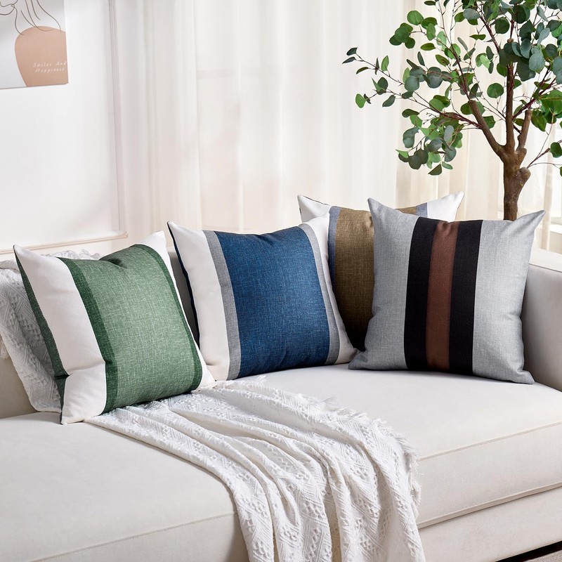 Set of 2 Decorative Cotton and Linen Throw Pillow Covers
