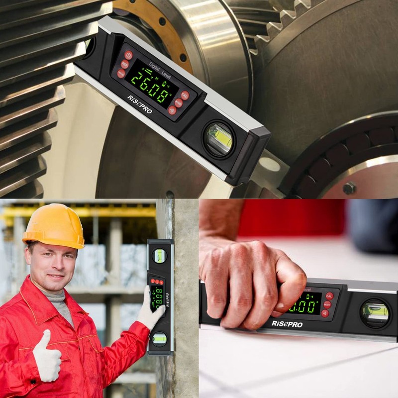 Digital Magnetic Level and Protractor - RISEPRO 10 Inches IP54