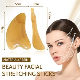EAVUYIS 2 Stück Gua Sha Stein,Guasha Massage Tool, Gua Sha Stein für Kieferformung & Schwellungsreduktion, Hautpflege Geschenk