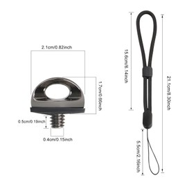 TECDW 4PCS Stainless Steel Round Screw with Hand Wrist Strap Sling, 1/4" Mounting Screws, Camera Neck Strap Screw Holder, 1/4-20 Thread Fixing Screws for Selfie Sticks, Tripod, DSLR Cameras (Round)