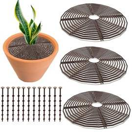 Synrroe 3 Pack Plant Pot Grid Cover Protector Grid with Center Cutout - Cat & Dog Proof Flower Pot Soil Protector, Mesh Guard for Indoor/Outdoor Plants, Garden, Home Use (11.8inch)