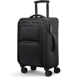 LOVEVOOK Carry On Luggage 22x14x9 Airline Approved, 22 Inch Softside Suitcases with Spinner Wheels, Lightweight Carry-on Suitcase with TSA Lock for Women Men, Large Luggage for Travel Business Trip